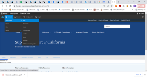 Creating an alert in Drupal Supreme Court of California